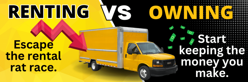 renting box trucks vs. owing banner
