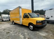 Yellow 2020 GMC Savana 3500 16ft. box truck rental by Penske