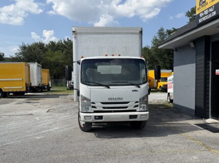 2020 Isuzu NRR 20ft. box truck with liftgate parked outside